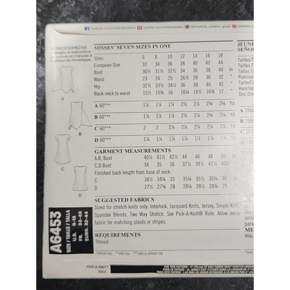 Newlook Uncut Sewing Pattern A6453 - Picture 4 of 6